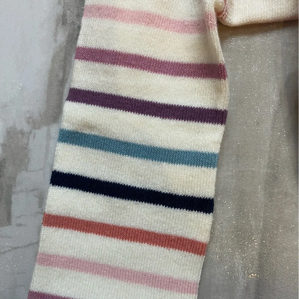 NWT RuffleButts Neutral Mellow Rainbow Stripe Footless Ruffle Tights, 0-6M